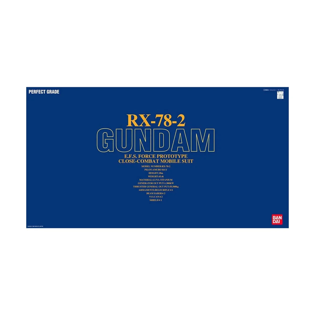 Bandai PG Mobile Suit Gundam Perfect Grade Rx782 Model Kit Figure