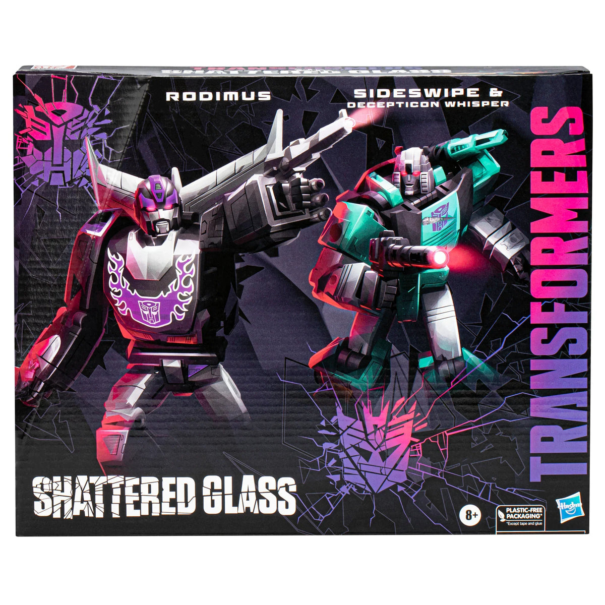 Transformers Generations Shattered Glass Voyager Rodimus and Deluxe Sideswipe & Decepticon Whisper Action Figure 2 Pack