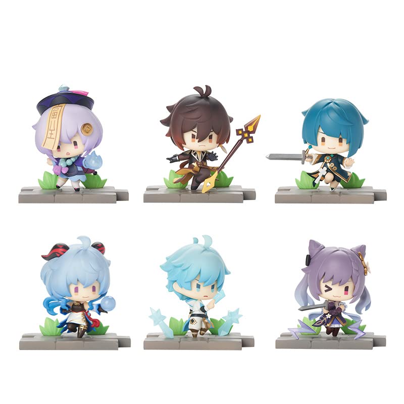 Mihoyo Genshin Impact  Heroes Of The Battlefield  Ritsuki Hen Pvc Abs Collection Figures Box With 6