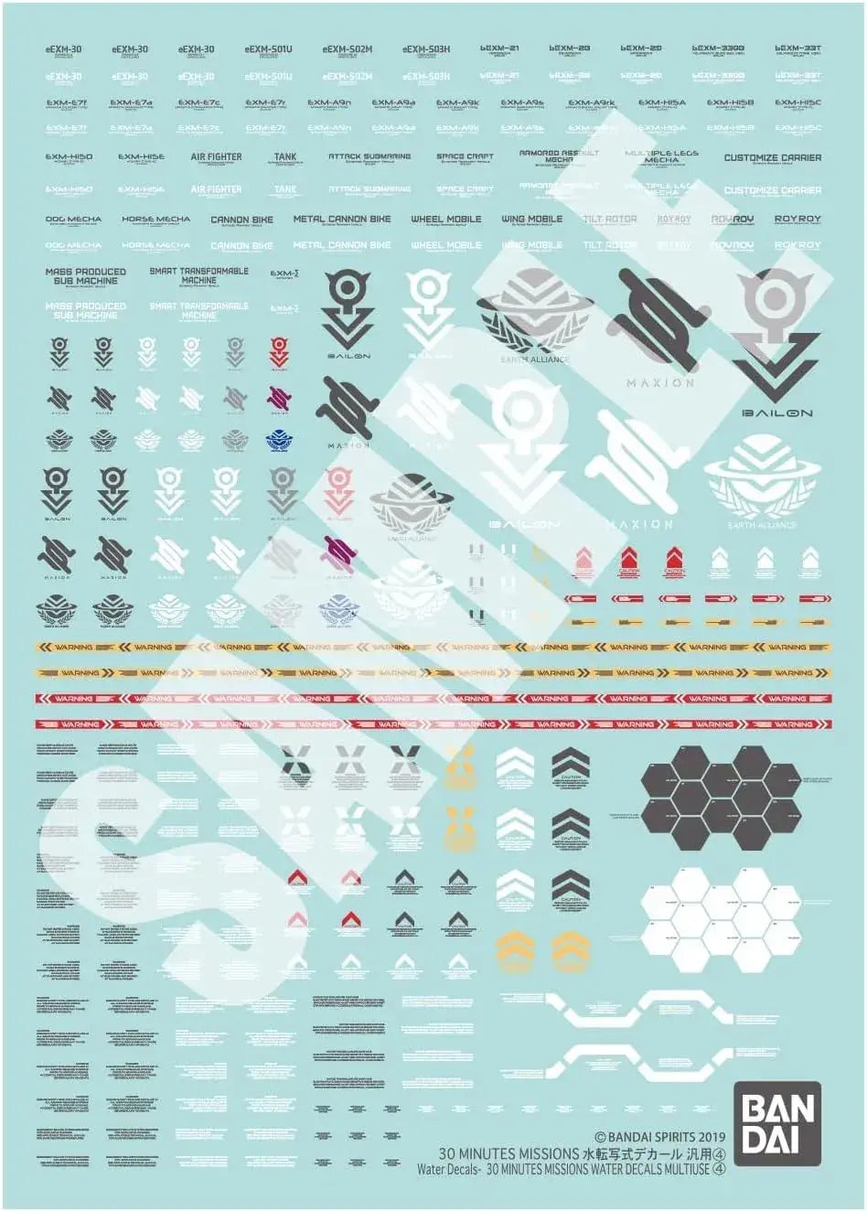 Bandai Spirits 30MM Water Transfer Decals 4 for Model Surfaces